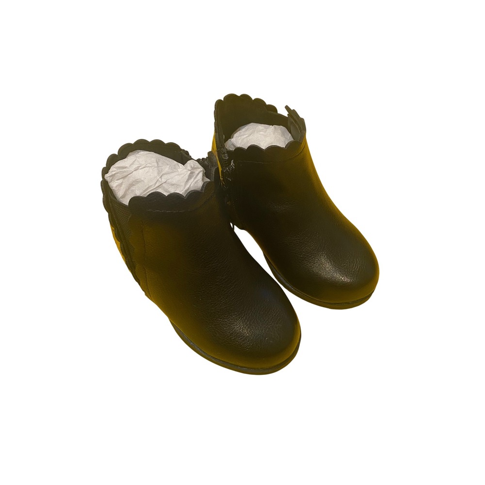Thereabouts Girls Black Scalloped Glitter Ankle Boots Memory Foam Size 6 Medium